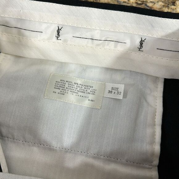 Yves Saint Laurent Black Wool Blend Pleated Front Classic Fit Pants Size 38 x 32 - Picture 7 of 11